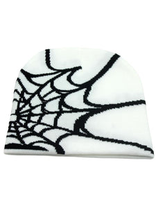 White Spider Web Beanie Clothing