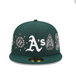 Oakland Athletics All Over Print Paisley Green Cap